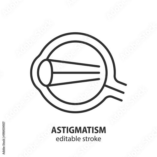 Astigmatism line icon. Medical ophthalmology symbol for vision correction clinic and optical shop. Vector illustration. Editable stroke.