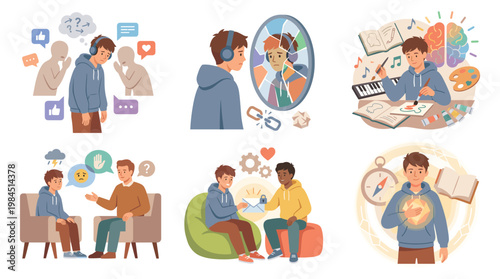 People coping with mental health issues through therapy and support