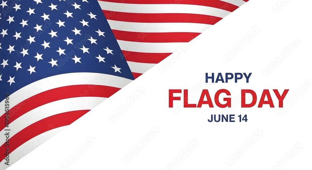 Fototapeta premium Happy flag day celebration waving american flag with festive text