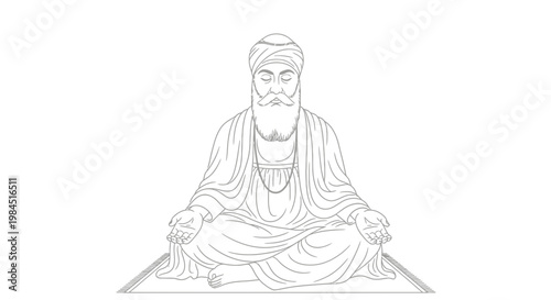 meditating sikh man in traditional clothes
