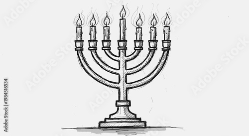 menorah with candles, hanukkah symbol