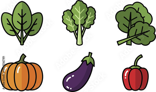 set of fresh vegetables