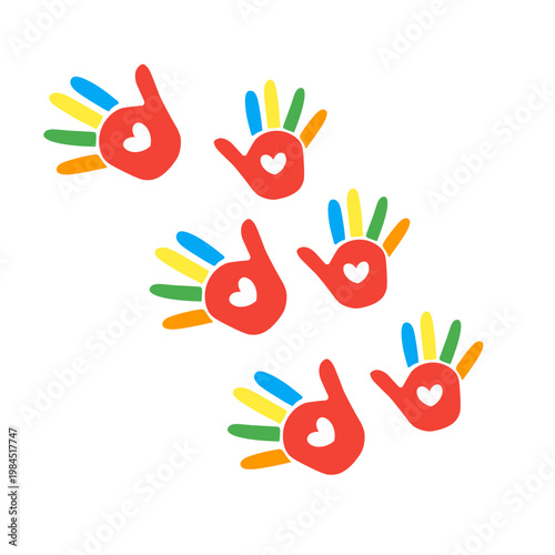 colorful autistic puzzle handprints