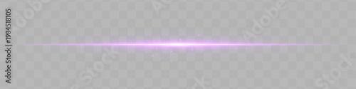Abstract horizontal glowing light line with soft particles and subtle energy trail, isolated on transparent background for visual effects and overlay design use