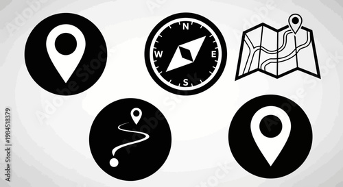 Essential vector icons for modern navigation, illustrating journey planning, location tracking, and directional guidance on various digital platforms