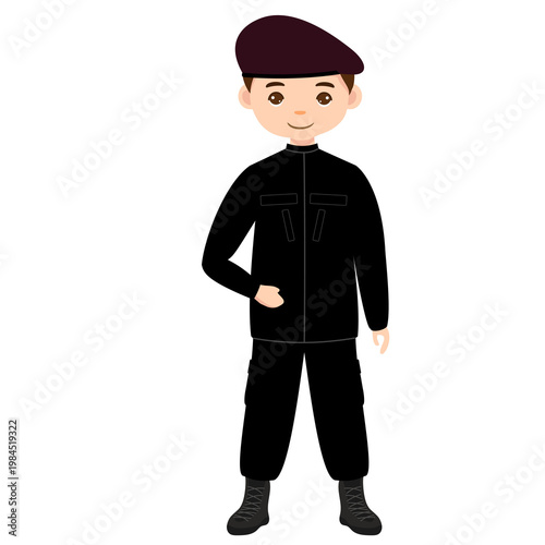 Male Prison Officer Hands on Waist Confident Pose Character