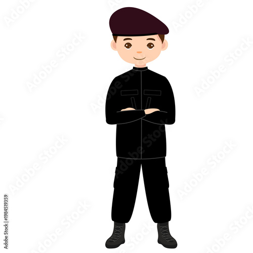 Confident Male Correctional Officer Crossed Arms Kemenkumham Character