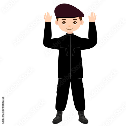 Male Prison Officer Raising Hands Gesture Kemenkumham Character