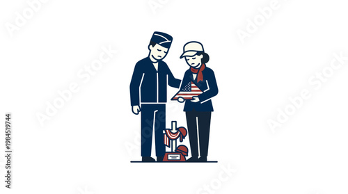 Sad Couple Gazing at a Memorial