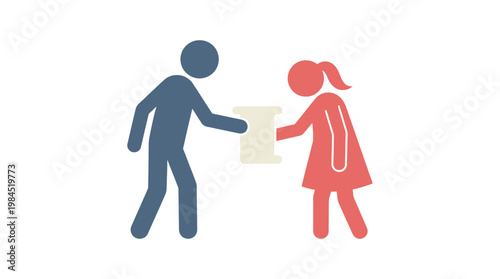 Man Giving Document to a Woman