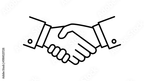 Bild auf Leinwand Minimalist Handshake Vector Icon Illustration with Editable Stroke