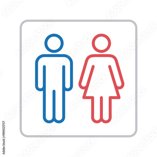 男女・男子トイレ・女子トイレ・カラー案内サインピクトグラムアイコン (ベクター)