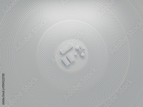 Circular array of solar panels. Abstract concept, 3d render.