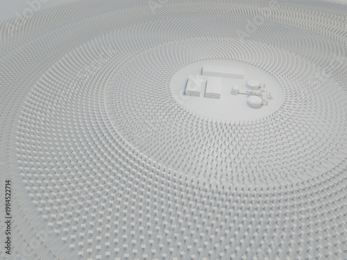 Circular array of solar panels. Abstract concept, 3d render.