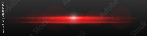Abstract glowing horizontal light beam with bright central burst, layered streaks and floating particles, isolated on dark background for dynamic visual effects and overlays