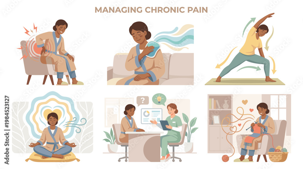 Fototapeta premium People practice stress coping mechanisms through therapy and wellness exercises at home