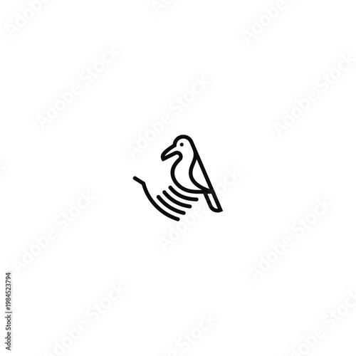 Hand holding a small bird, linear logo.