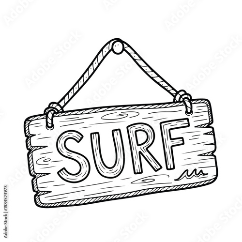 Surfboard Signboard with the Word Surf