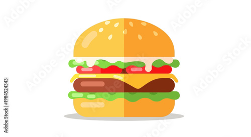 Delicious-looking hamburger with fresh ingredients, perfect for a quick meal or a satisfying lunch