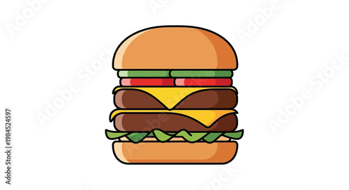 A perfectly stacked double cheeseburger icon with lettuce and tomato, perfect for food apps and menus