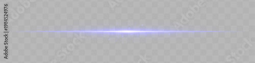 Abstract horizontal glowing light line with soft particles and subtle energy trail, isolated on transparent background for visual effects and overlay design use