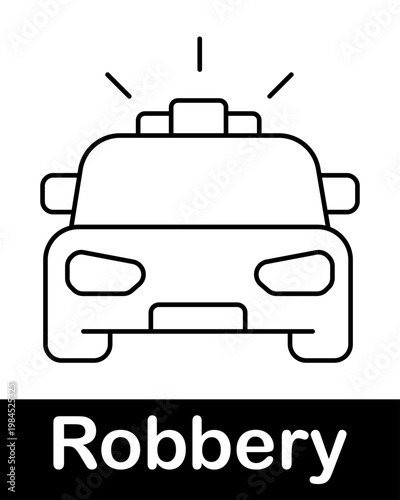 Police car with siren line icon representing emergency response, law enforcement and crime patrol concept