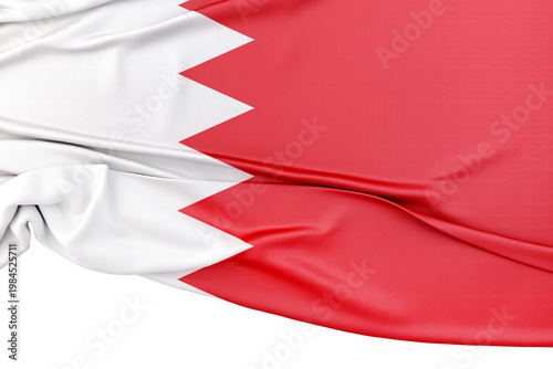 Waving Bahrain national flag fabric isolated. 3d render