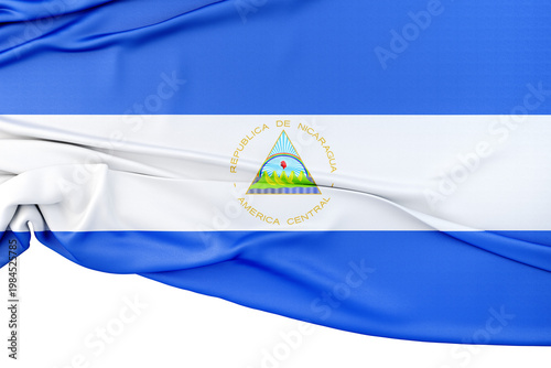 Nicaragua national flag with a waving fabric texture. 3d render