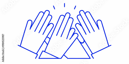 A group of hands shown in a high five gesture illustration
