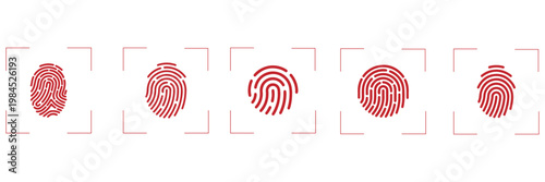 Biometric Fingerprint Scan Vector Icon Set for Identity and Security