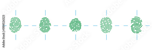Biometric Fingerprint Scan Vector Icon Set for Identity and Security