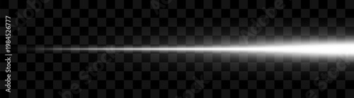 Abstract horizontal light beam with smooth glow and gradient fade, isolated on transparent background for overlay, visual effects and modern design compositions