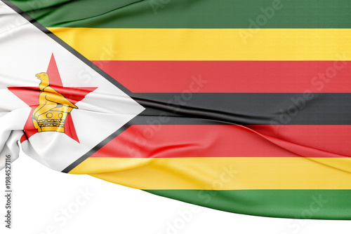 Zimbabwe flag waving on white background. 3d render