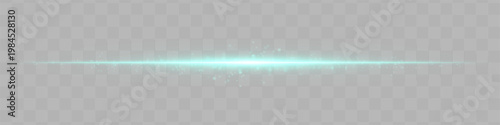 Abstract horizontal glowing light line with soft particles and subtle energy trail, isolated on transparent background for visual effects and overlay design use