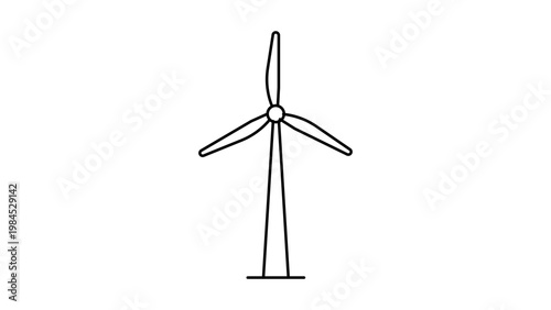 Cuadro en lienzo Minimalist black line vector icon illustration of a wind turbine isolated on a white background, representing clean renewable energy, sustainable power, and environmental conservation technology