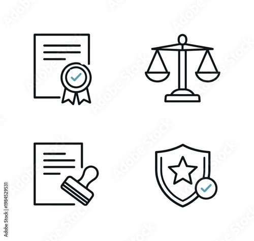 Legal standards and certification concept highlighting verified documentation approved regulations and professional legal assurance in a clean modern vector system, a