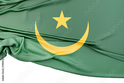 Mauritania national flag draping displaying country patriotism. 3d render