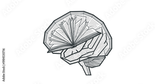 Human Brain Made From Book Pages Literacy Intelligence Illustration