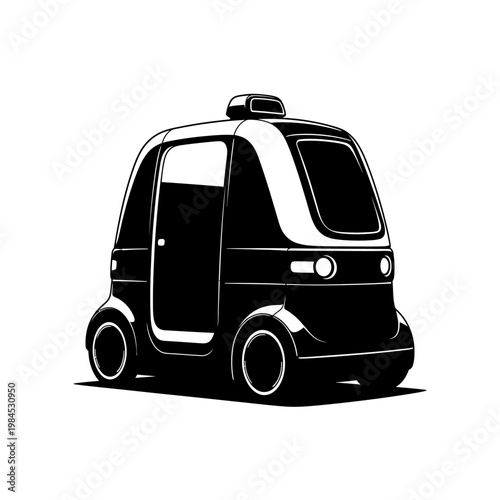 Futuristic Autonomous Vehicle Isolated on White Background.