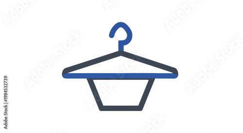 Minimalist Blue and Grey Hanger Icon on White Background Symbolizing Fashion Design
