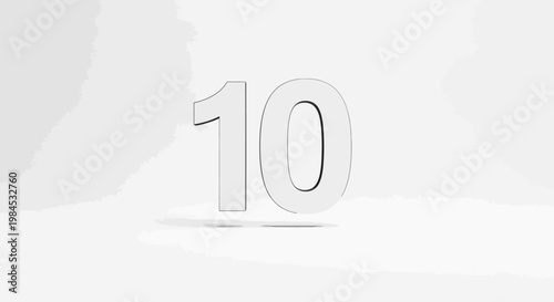 Minimalist graphic of the number ten on a gradient white background, simple and clean