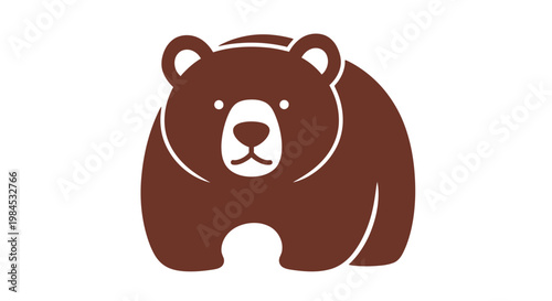 Minimalist Illustration of a Brown Bear on a White Background with Charming Aesthetics