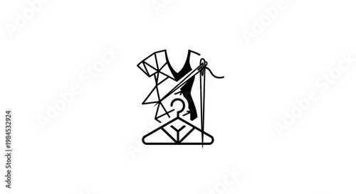 Abstract illustration representing fashion design, sewing, and the process of garment creation