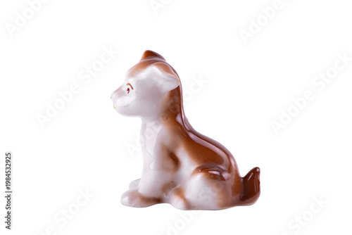 Vintage Porcelain figurine of a dog puppy made in USSR isolated on white. Good for interior design elements or a catalogue