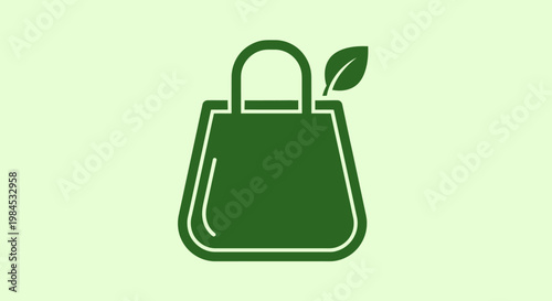 Eco-Friendly Shopping Bag Symbol with Leaf Emphasizing Sustainability and Environmentalism