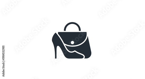Elegant fashion logo concept combining handbag and high heel shoe design elements