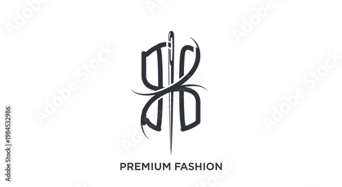 Elegant fashion logo concept combining initial letters with needle and thread design