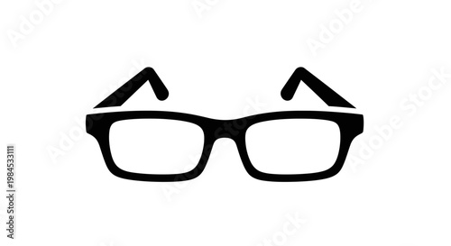 Simple Black Frame Eyeglasses Isolated on White for Vision Enhancement and Clarity