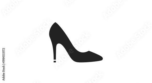 Elegant high-heeled shoe silhouette against a white backdrop for fashion design or style concepts