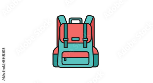 Illustrated backpack graphic for travel or school in a clean and modern cartoon style